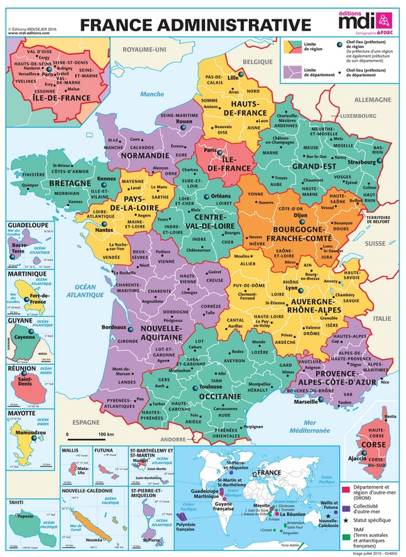 Poster France Administrative Nouvelles Regions Editions Mdi